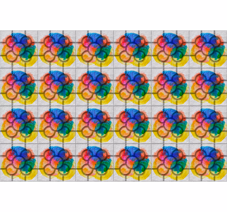 Rullgardin vintage färgglada gatumosaikplattor - Tenstickers