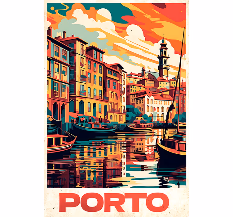 Rullgardin mer vintage oporto vintage affisch - Tenstickers