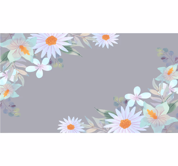 Rullgardin grå med grå och blå akvarellblommor - Tenstickers
