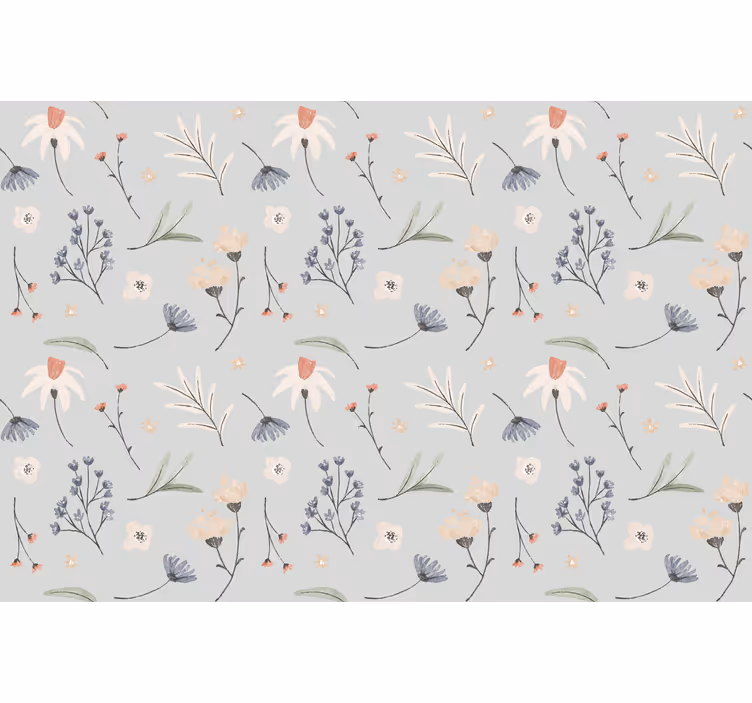 Rullgardin grå blommönster hamptons - Tenstickers