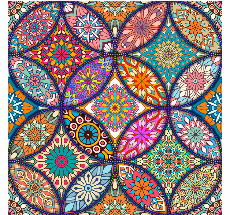 Rullgardin badrum färgglada mandalas - Tenstickers