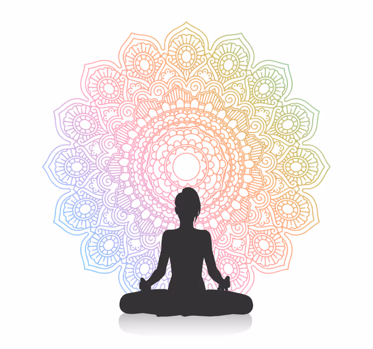 Rullgardin badrum regnbåge yoga mandala - Tenstickers