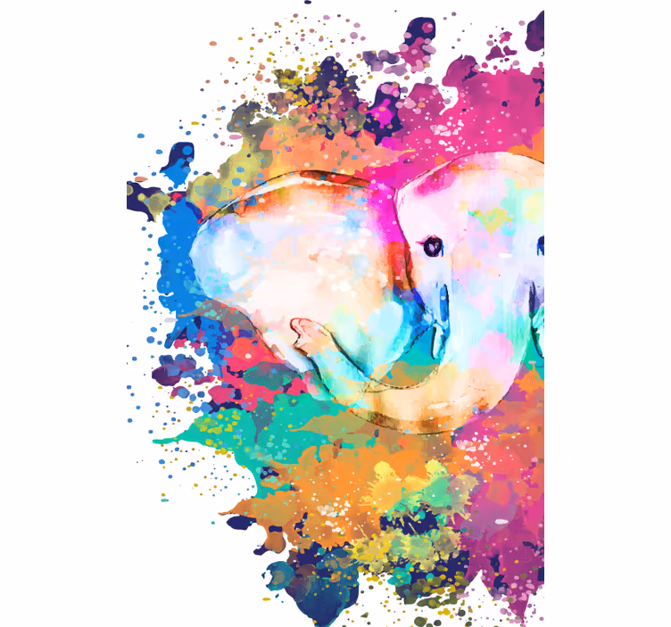 Rullgardin badrum levande färgglad elefant - Tenstickers