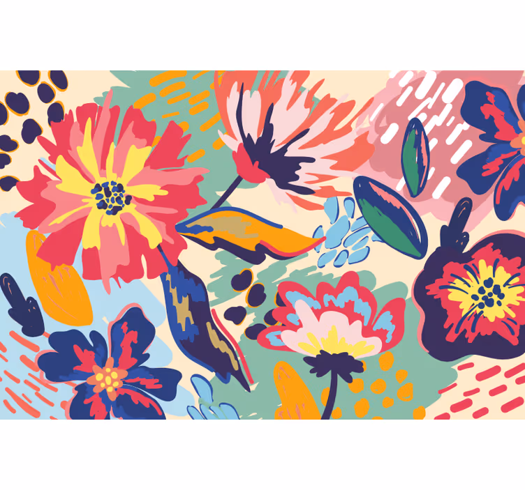 Rullgardin badrum moderna målade blommor - Tenstickers