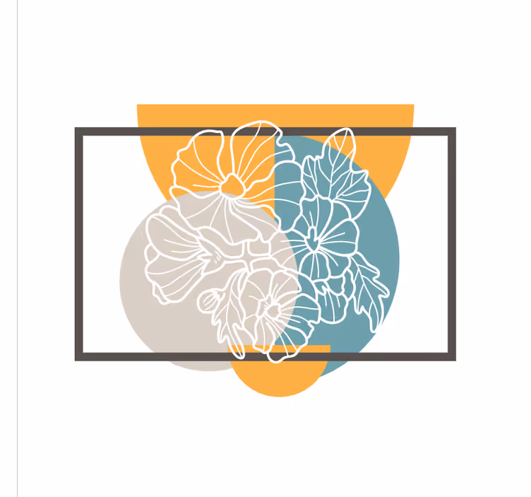 Rullgardin kontor söt minimalistisk rektangel och blommor - Tenstickers
