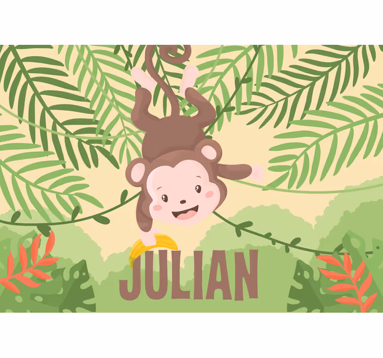 Rullgardin roligt söt liten apa hänger i gren - Tenstickers