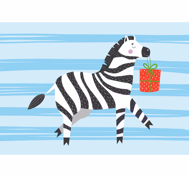 Rullgardin roligt grattis på födelsedagen zebra - Tenstickers