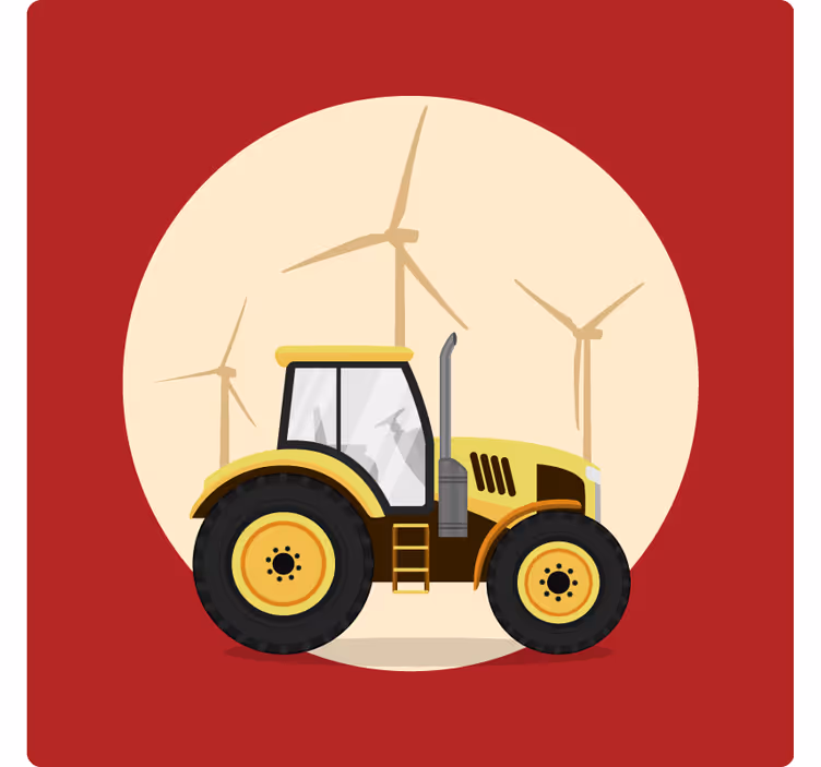 Rullgardin roligt gul och röd traktor - Tenstickers