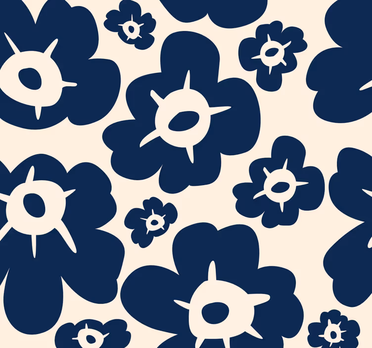 Rullgardin med blommor mörkblå vallmo - Tenstickers