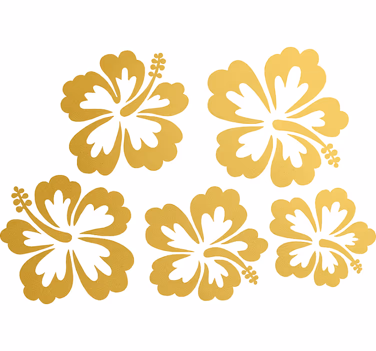 Rullgardin med blommor guld hibiskus silhuett - Tenstickers