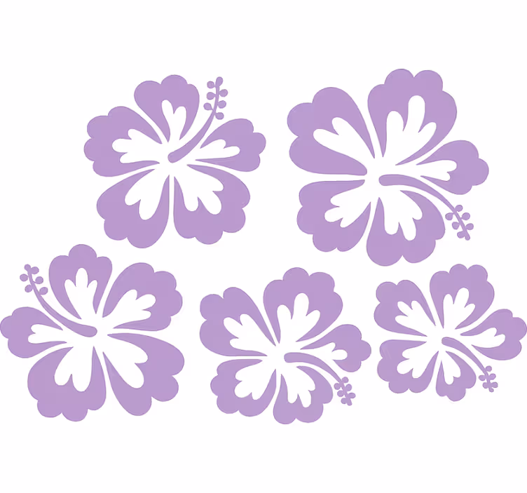 Rullgardin huvudsovrum lila hibiskusblommor siluett - Tenstickers