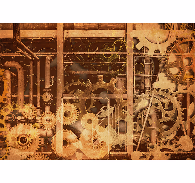 Rullgardiner rusta retro 3d industriella rör guld - Tenstickers