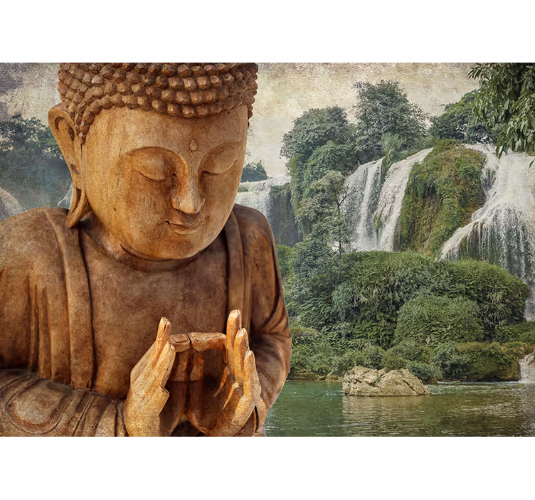 Rullgardin zen serene buddha kaskad - Tenstickers