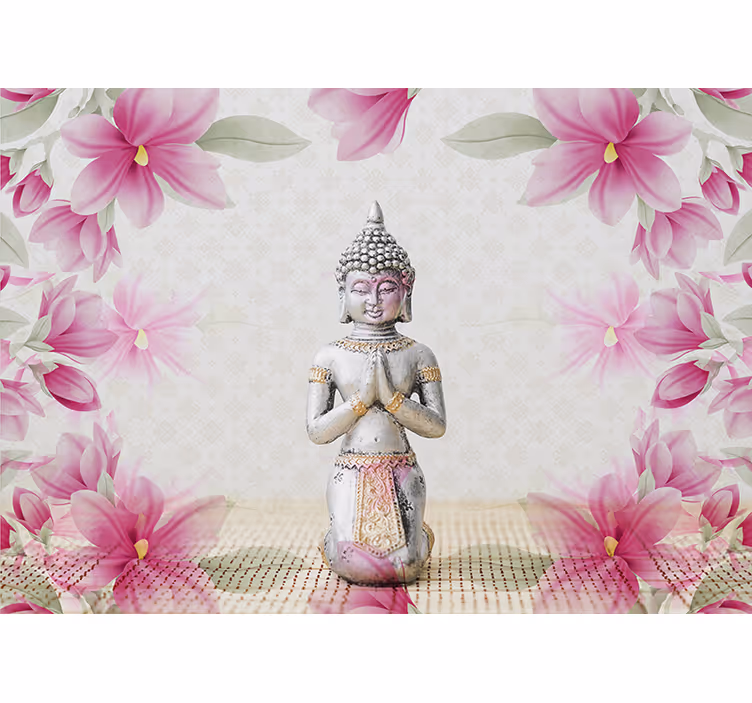 Rullgardin zen tapet buddha och magnolia - Tenstickers