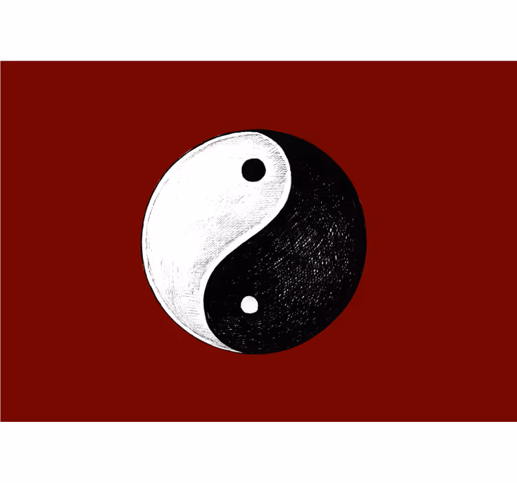 Rullgardin zen väggmålning sovrum yin yang röd bakgrund - Tenstickers
