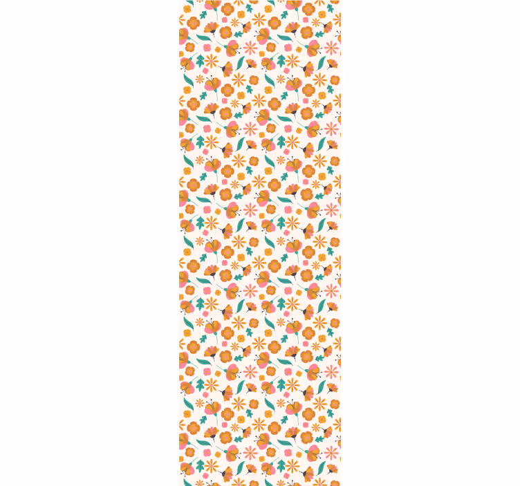 Rullgardin orange med orange blommor - Tenstickers