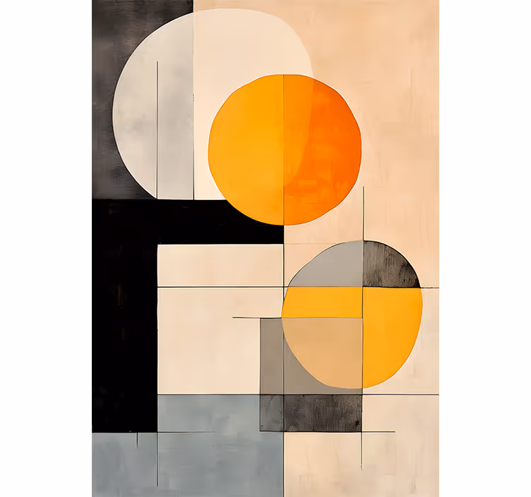 Rullgardin orange geometriska former - Tenstickers