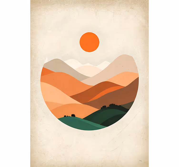 Rullgardin orange sol över bergen - Tenstickers