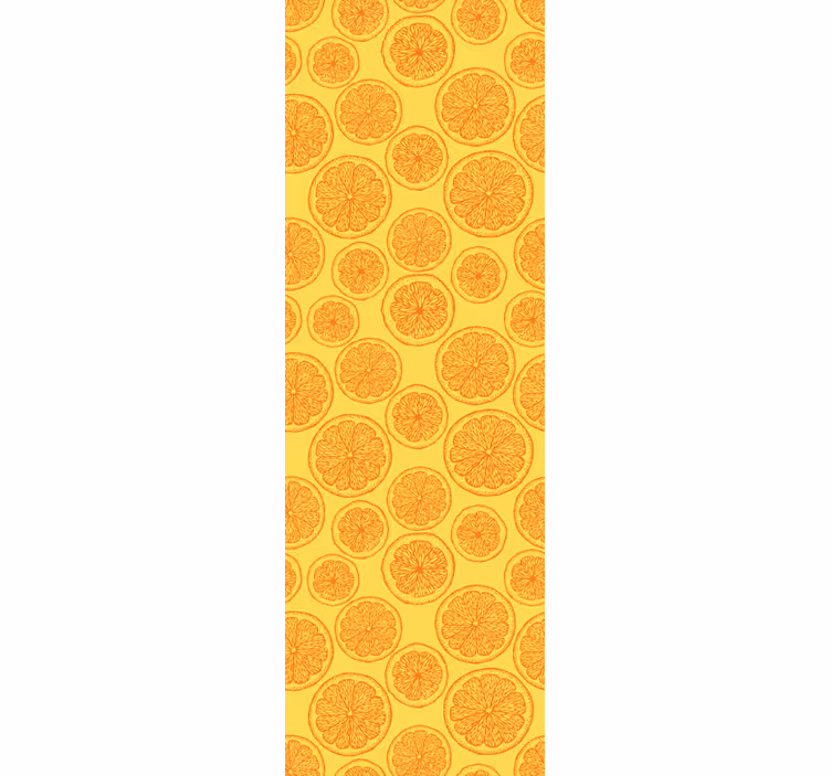 Rullgardin orange handritad mönster kylskåp - Tenstickers