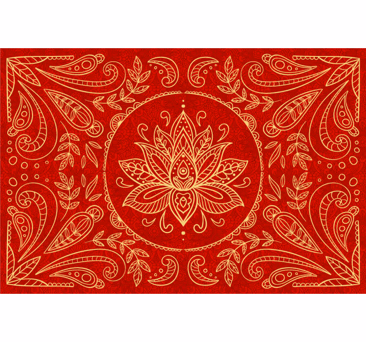 Rullgardin röd med vintage mandala design - Tenstickers