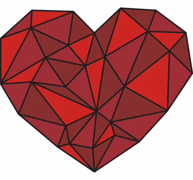 Rullgardin röd geometriskt hjärta - Tenstickers
