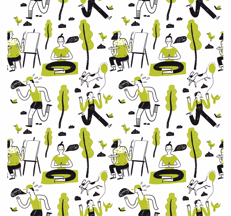 Rullgardin utomhus hälsosam livsstil doodleset - Tenstickers