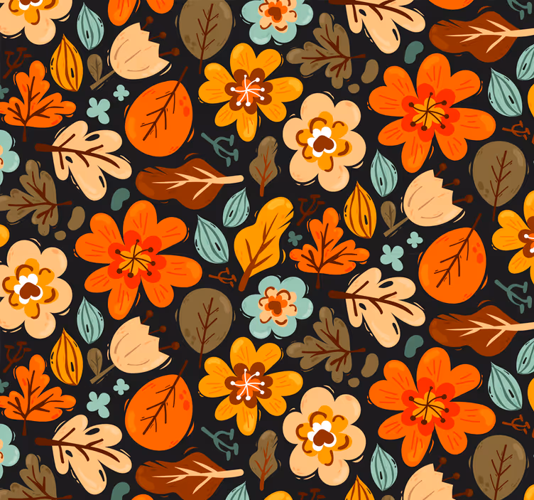 Rullgardin utomhus eleganta orange blommor - Tenstickers