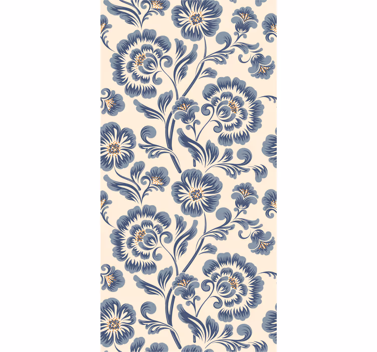 Rullgardin utomhus blommig blå vintage stil - Tenstickers