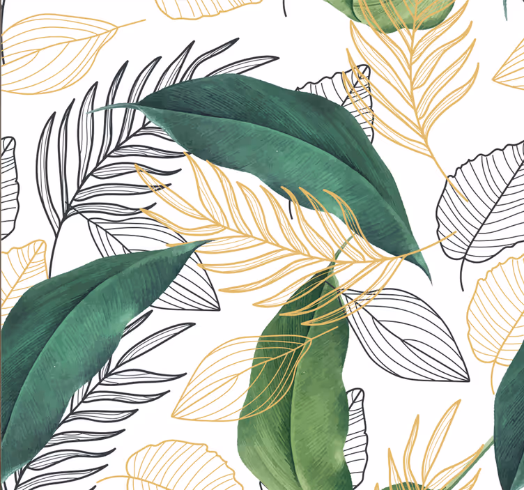 Rullgardin utomhus gröna och gyllene blad med konstmotiv - Tenstickers