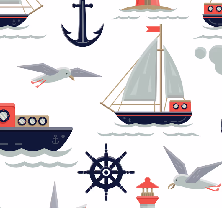 Rullgardin barnrum marinmotiv tapet - Tenstickers