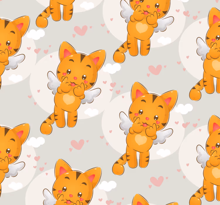 Rullgardin barnrum söta katter som flyger runt - Tenstickers