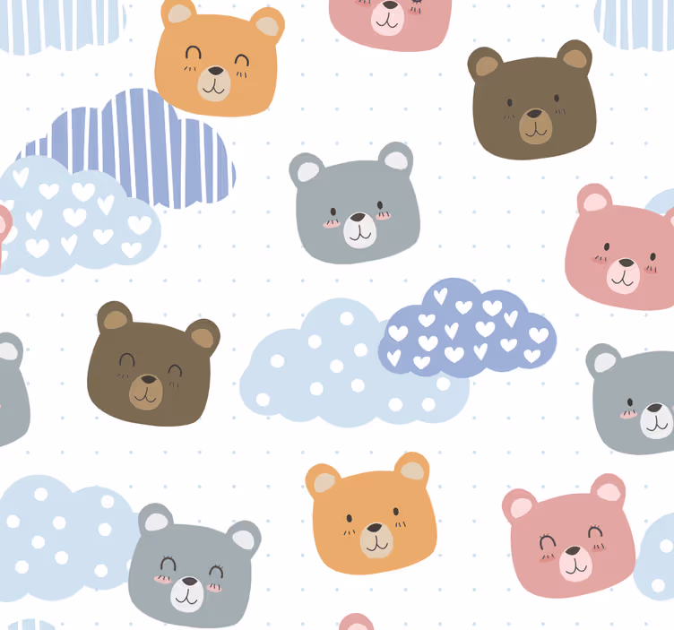 Rullgardin barnrum minimalistisk björn leende vit bakgrund - Tenstickers