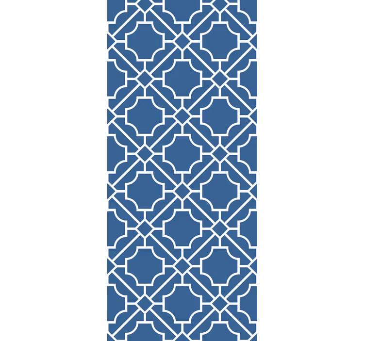 Rullgardin hall geometrisk 'galler' vit/navy - Tenstickers