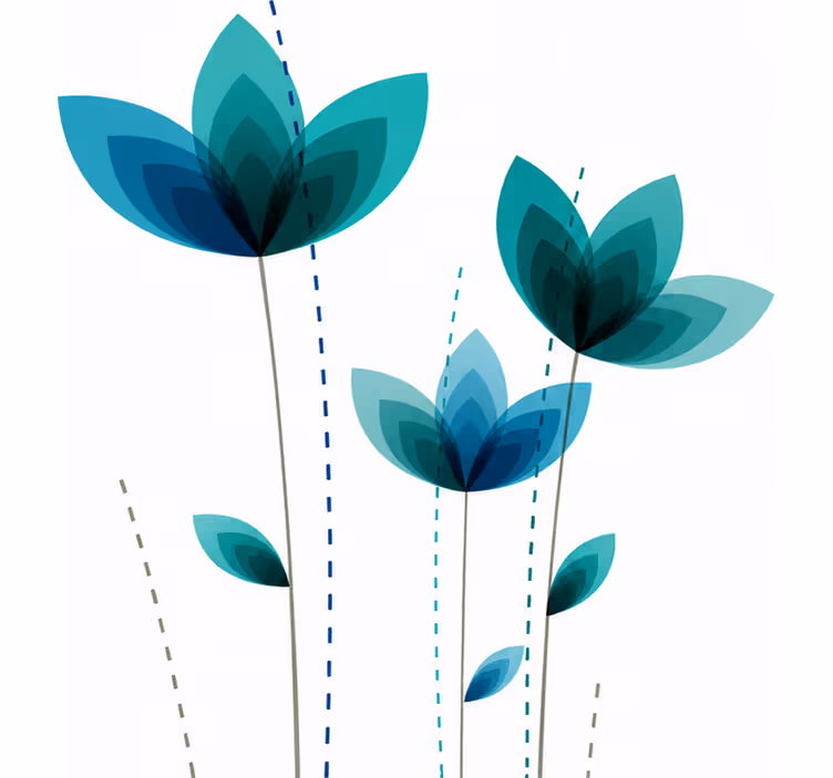 Rullgardin turkos blommor trippel - Tenstickers