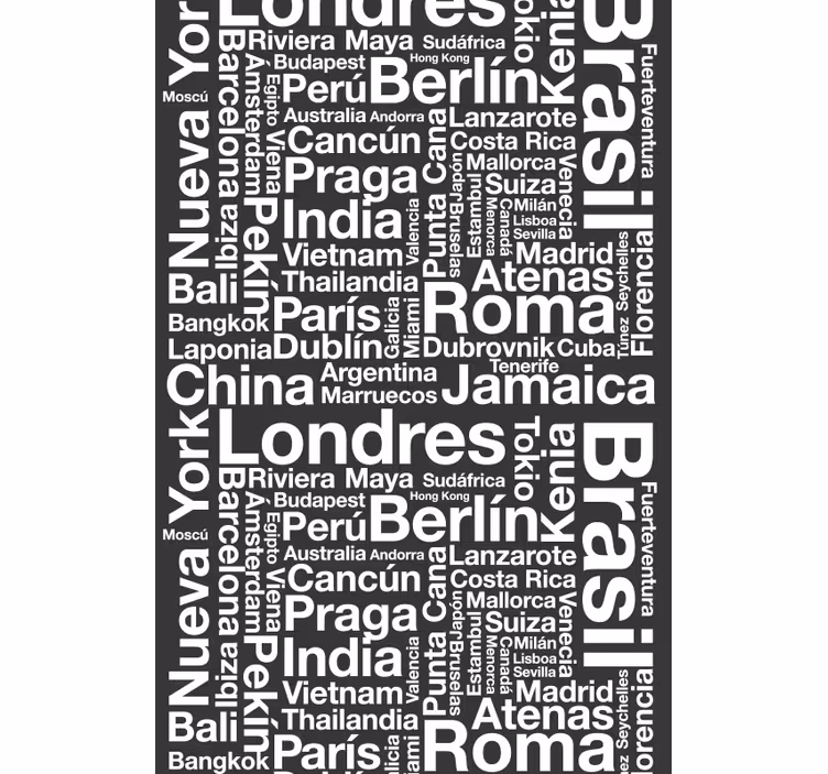 Städer text rullgardin svart bakgrund - Tenstickers
