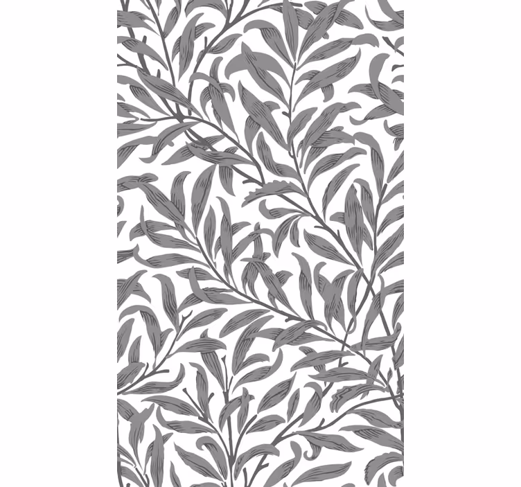 Grått botaniskt motiv Rullgardin blommig - Tenstickers