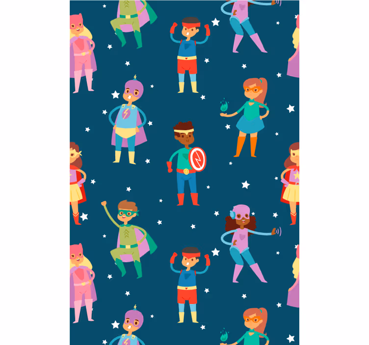 Superkids mönster superhjälte rullgardin - Tenstickers