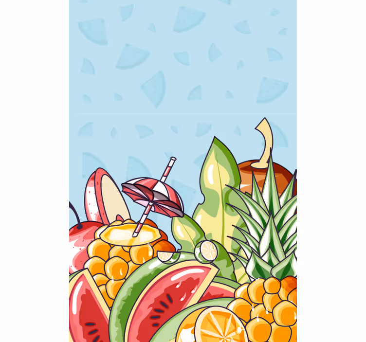 Paradisiska frukter frukt och grönsaker rullgardin - Tenstickers