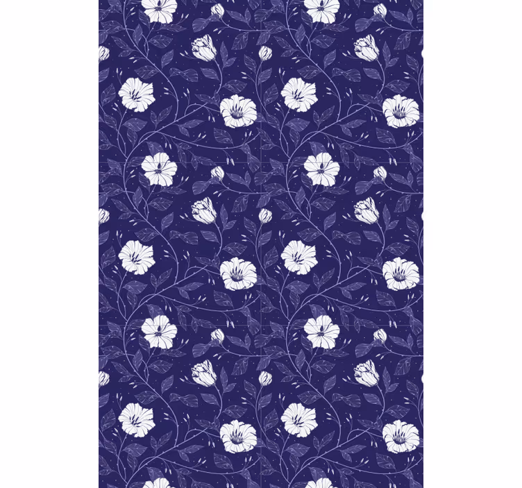 Blå bakgrund med blomma rullgardin - Tenstickers