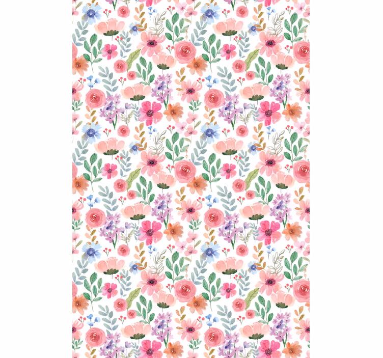 Flerfärgad blomma köksgardin - Tenstickers
