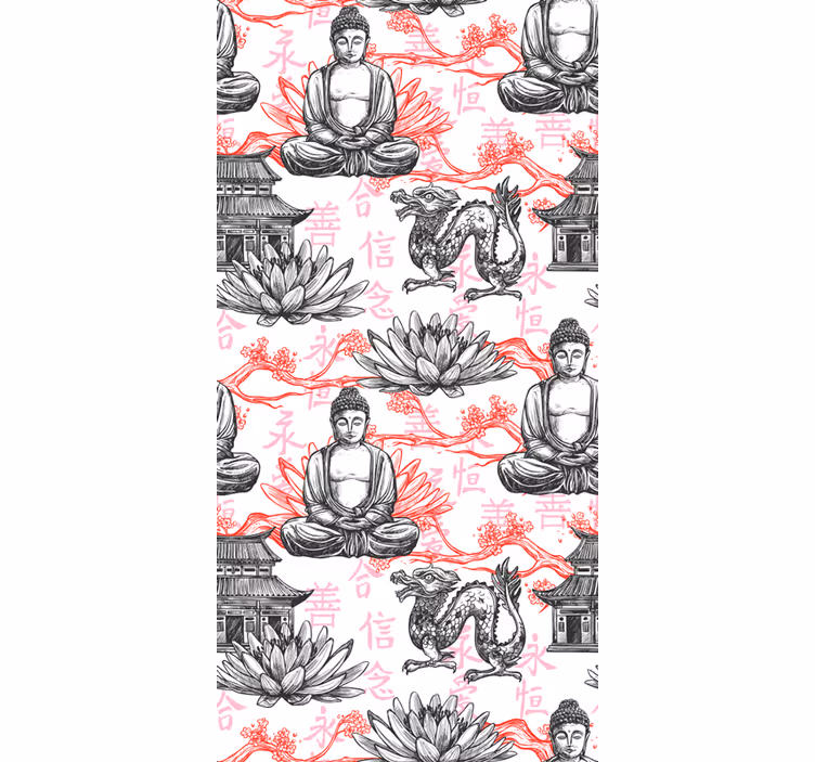 Prydnads buddha zen rullgardin - Tenstickers