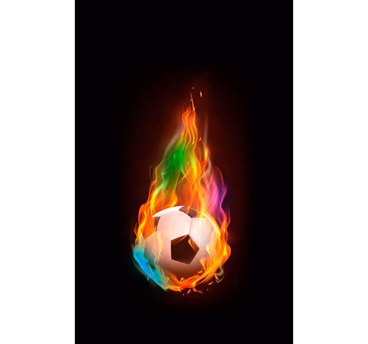 Flerfärgad eldboll fotboll rullgardin - Tenstickers