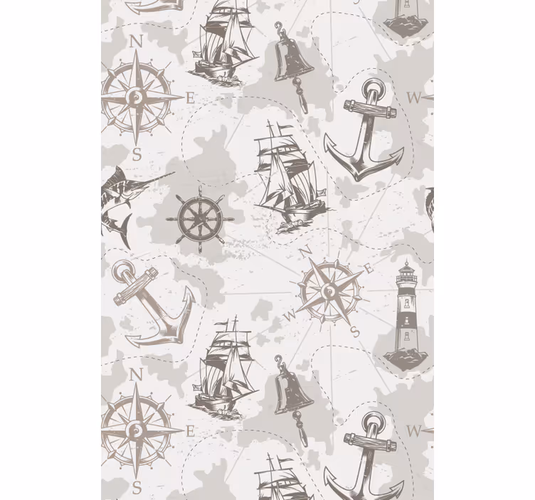 Nautiska prospekteringsmotiv Rullgardin mer vintage - Tenstickers