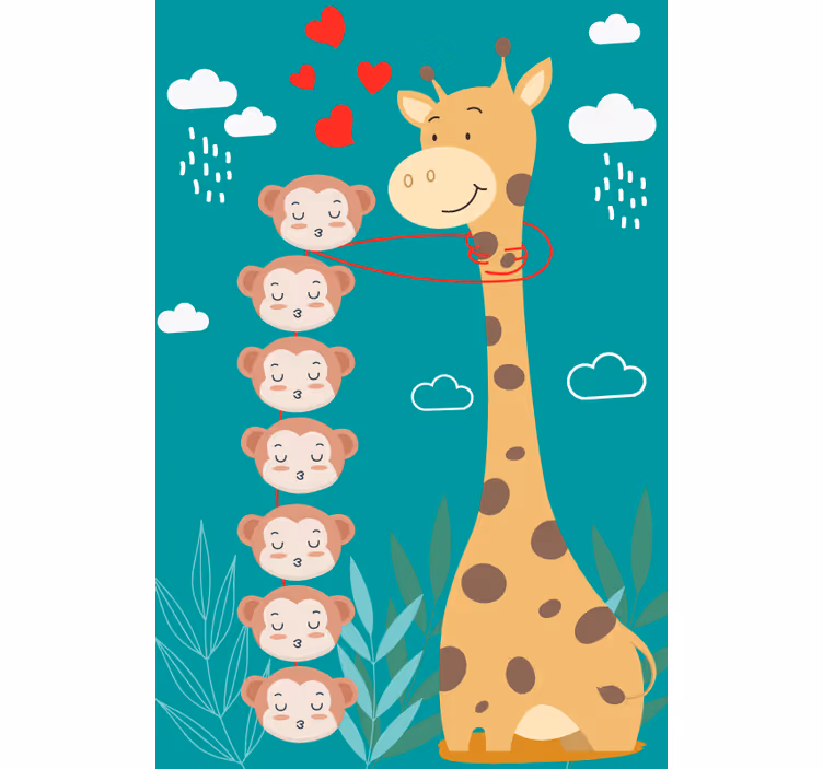 Apor kysser giraff kul rullgardin - Tenstickers