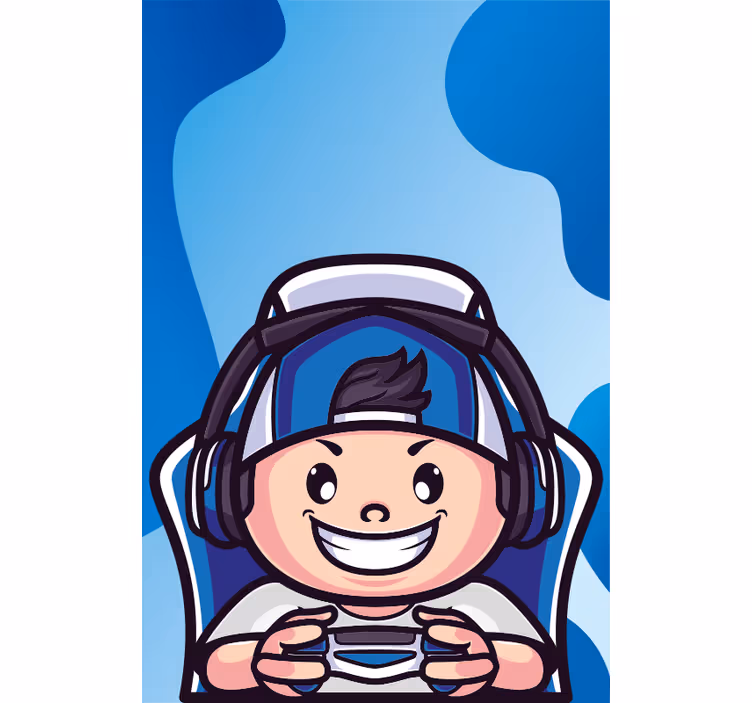 Pojke gamer barn nörd rullgardin - Tenstickers