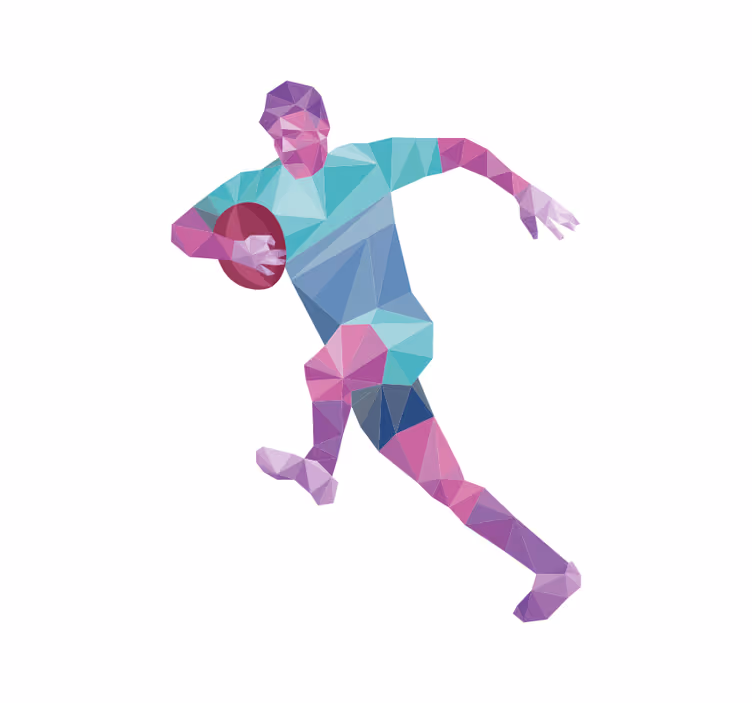 Geometrisk rugbyspelare Rullgardin sport - Tenstickers