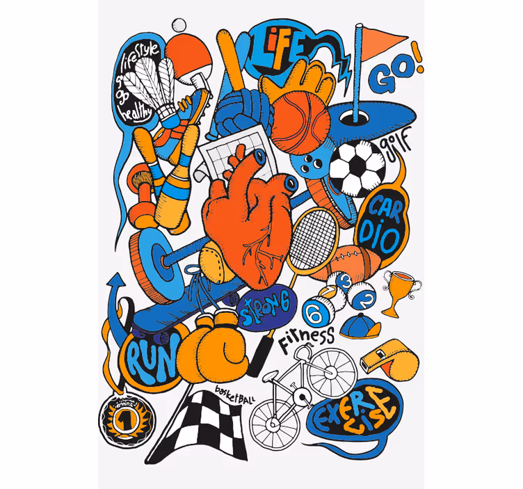 Collage konstnärlig sport rullgardin - Tenstickers
