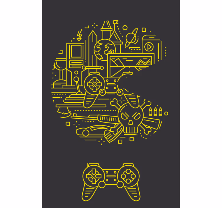 Gul pac spel geek rullgardin - Tenstickers