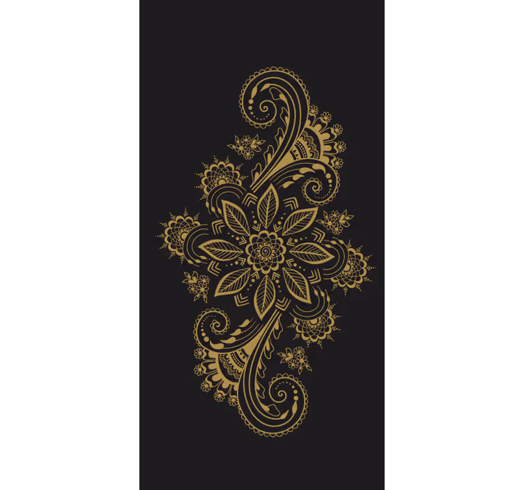 Invecklade gyllene blommor Rullgardin blommig - Tenstickers