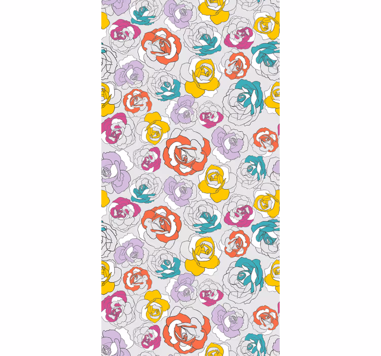 Färgglada rosmönster Rullgardin blommig - Tenstickers